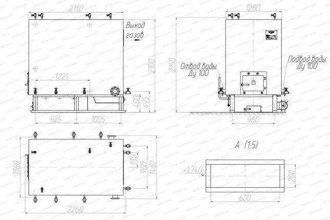 Котел КВм 0.7 с РПК чертеж